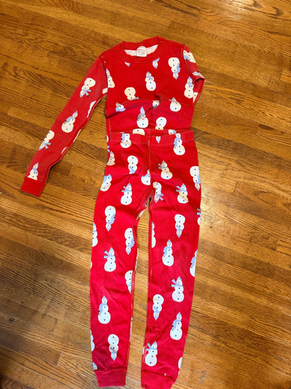 Hanna Andersson Red Snowman Print Kids Pajama Set